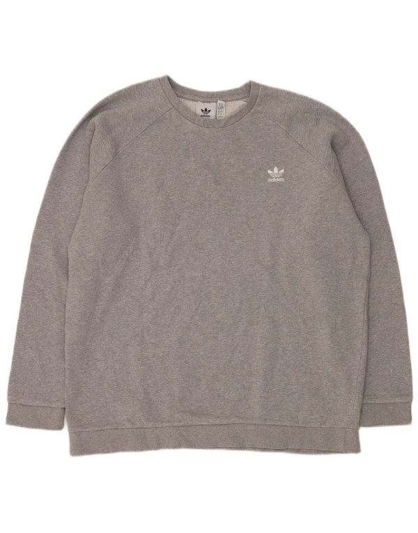 Adidas Mens Sweatshirt Jumper XL Grey Flecked Cotton