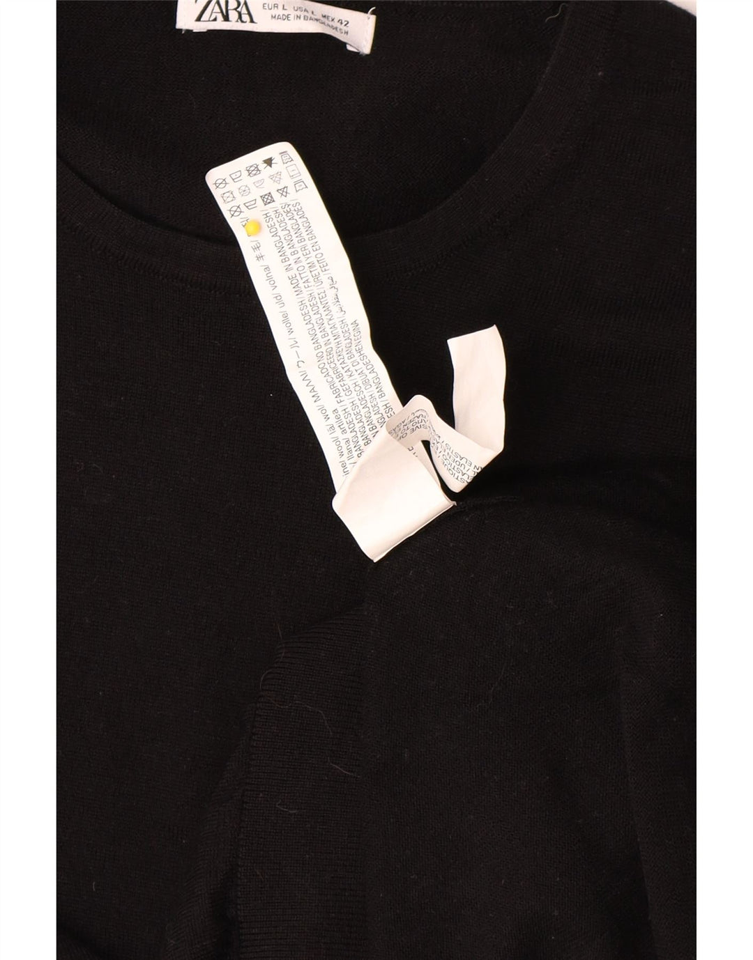 Zara Mens Crew Neck Jumper Sweater Large Black Wool