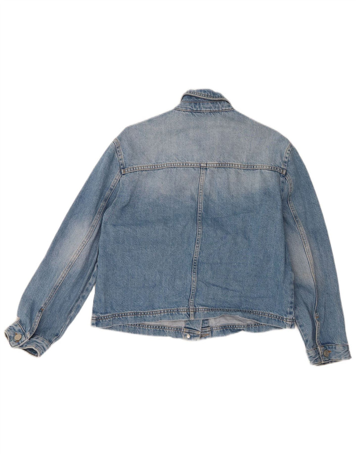 WHISTLES Womens Crop Oversized Denim Jacket UK 10 Small Blue Cotton