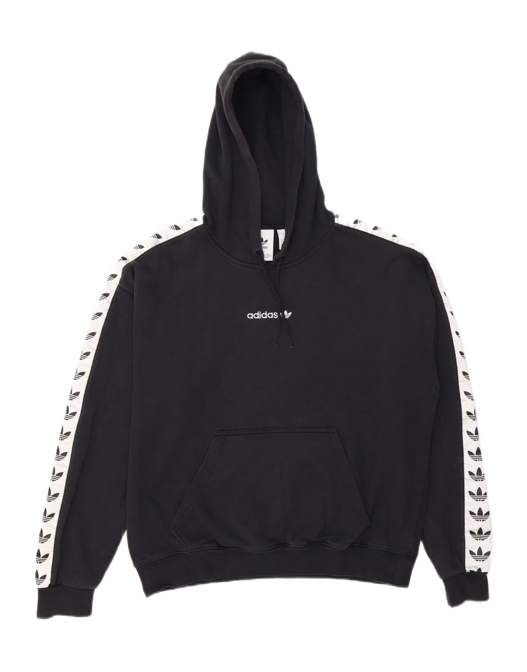 ADIDAS Mens Graphic Hoodie Jumper Medium Black Colourblock Cotton