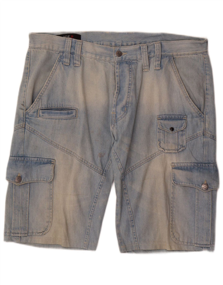 Iceberg Mens Cargo Denim Shorts W36 Large Blue Cotton
