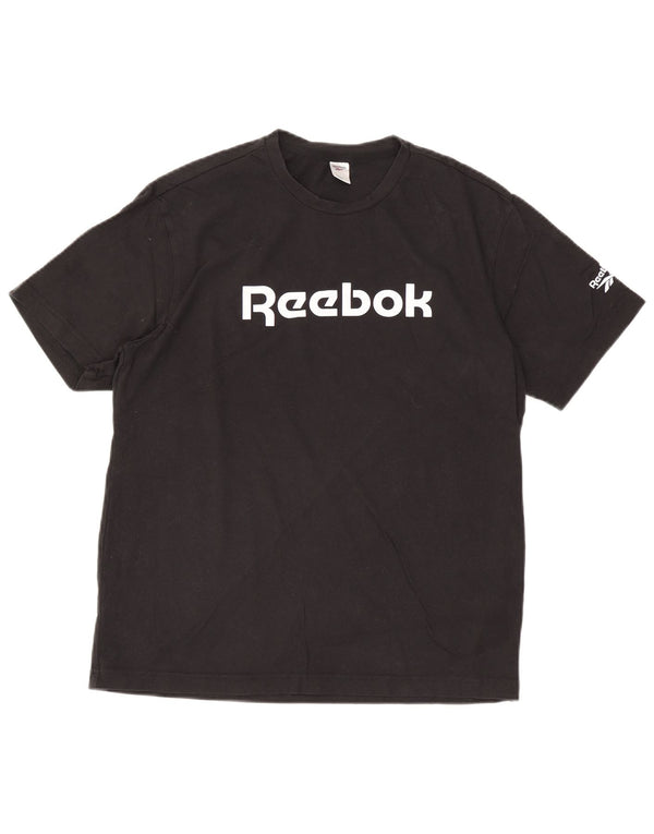 Reebok Mens Graphic T-Shirt Top Large Black Cotton