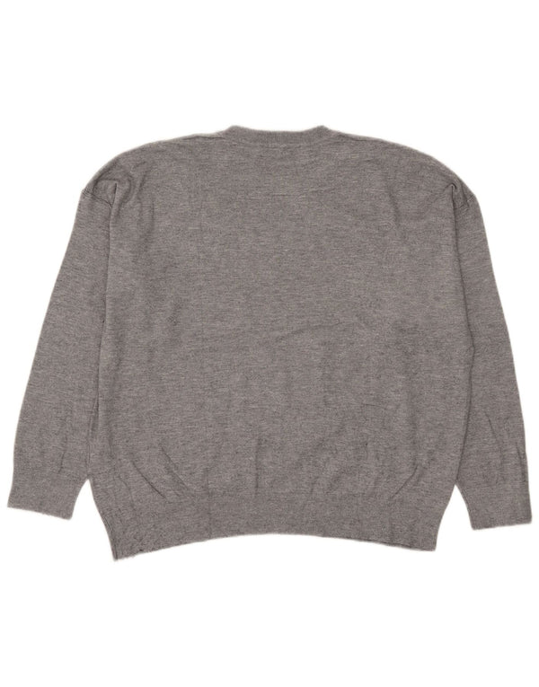 Zara Womens Oversized Crew Neck Jumper Sweater UK 16 Large Grey Flecked