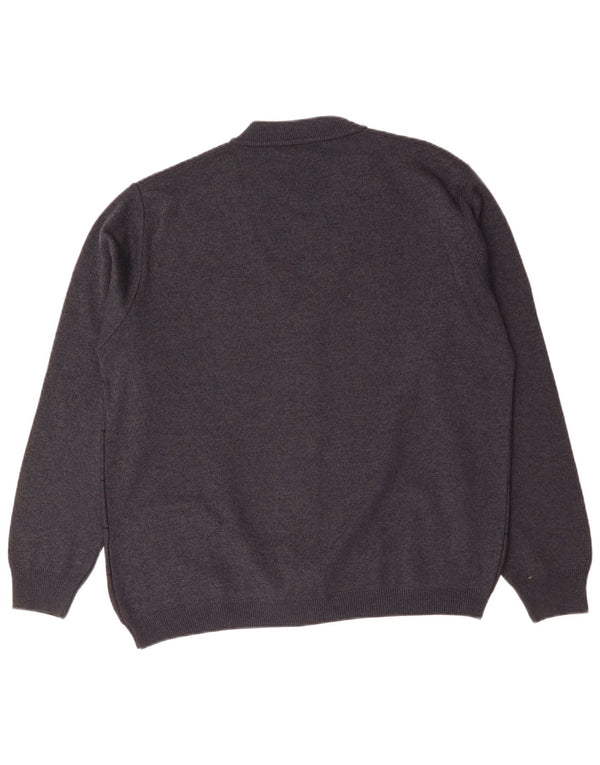 RODES Mens Cardigan Sweater Large Grey Check Wool