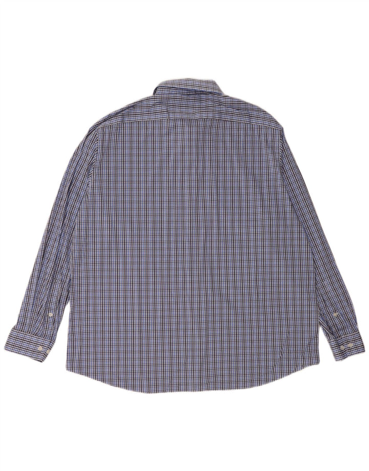 MICHAEL KORS Mens Slim Fit Shirt Size 18 1/2 2XL Blue Check Cotton