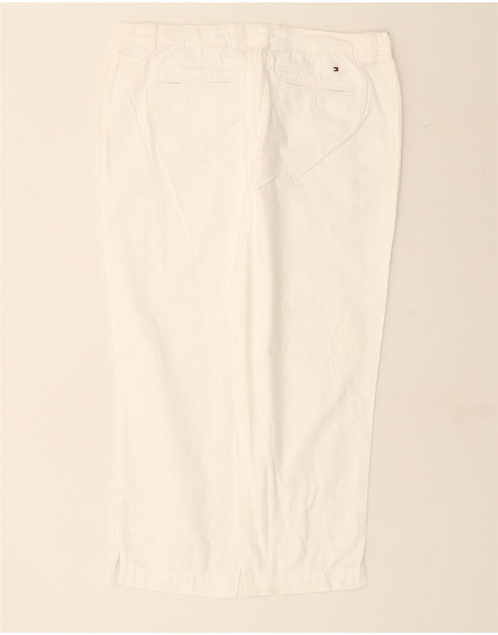 TOMMY HILFIGER Womens Straight Capri Trousers UK 10 W27 L24 White Cotton