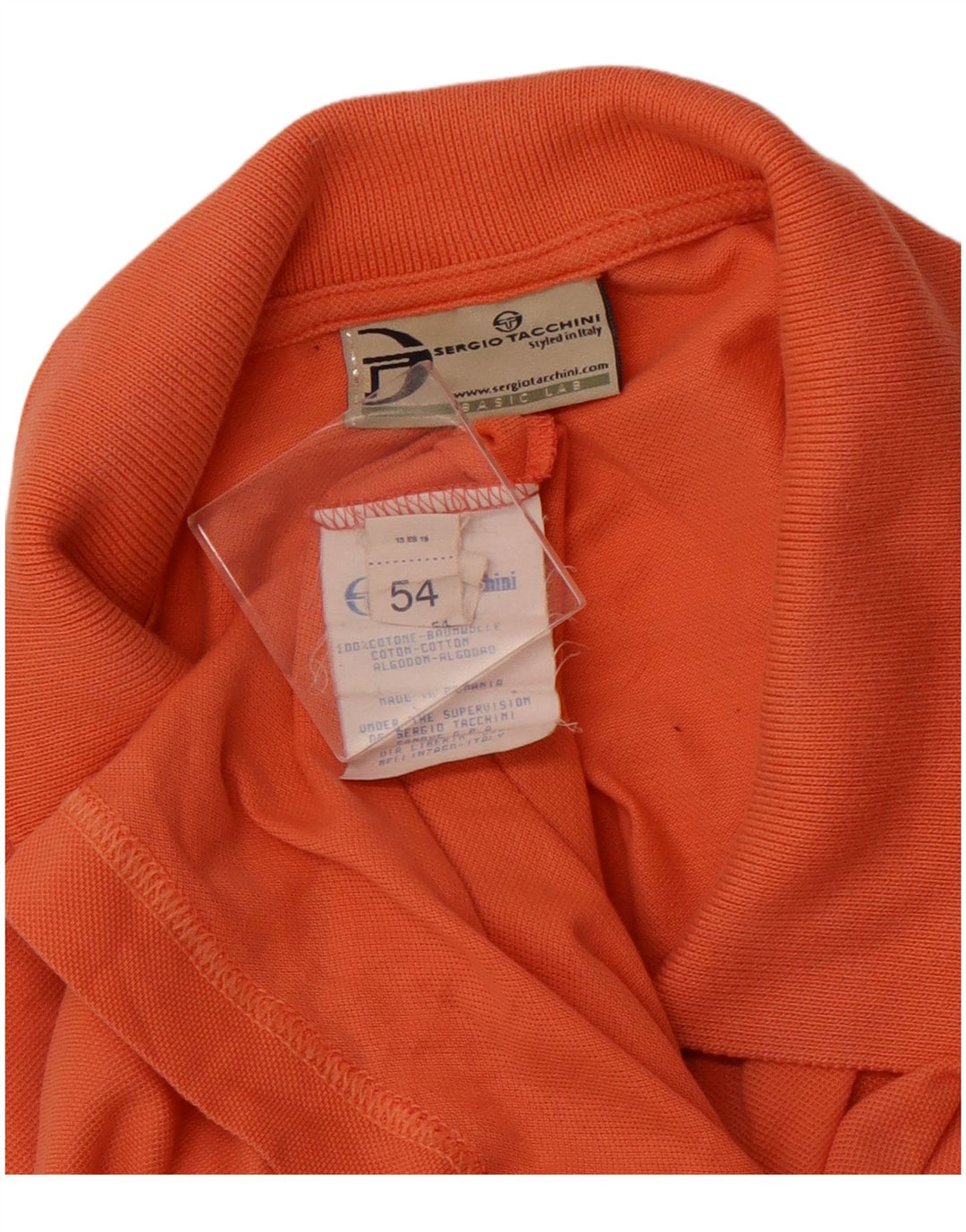SERGIO TACCHINI Mens Polo Shirt IT 54 XL Orange Cotton