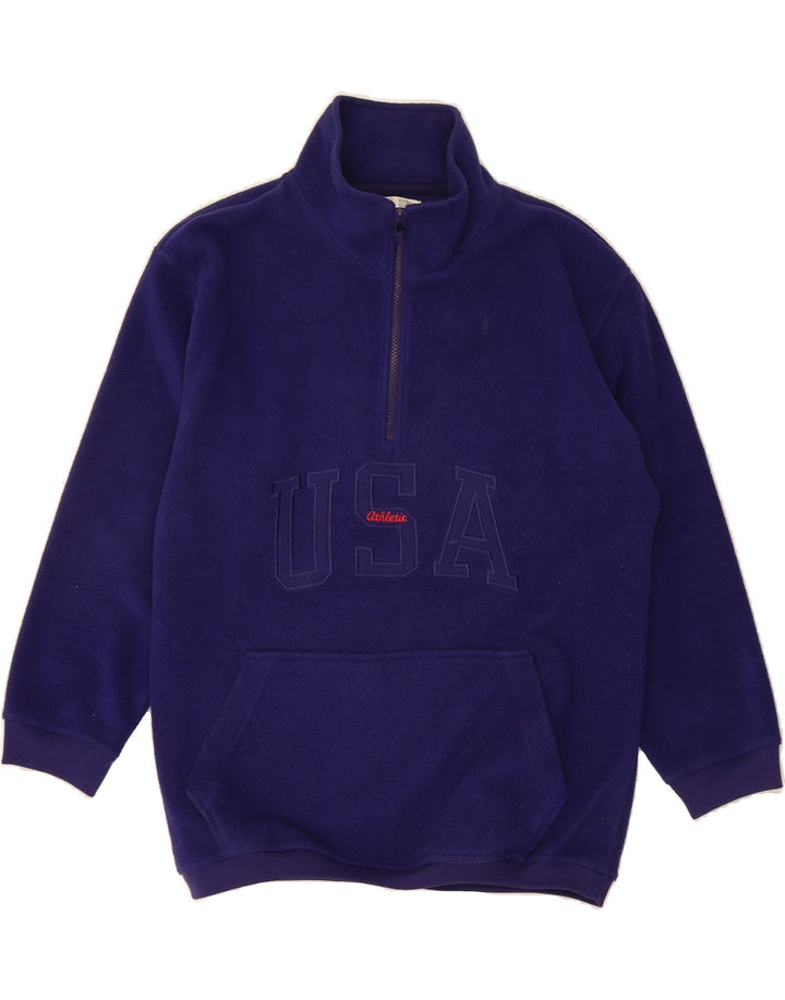 ST. BERNARD Womens Zip Neck Fleece Jumper US 10/12 Large Blue Polyester Vintage St. Bernard and Second-Hand St. Bernard from Messina Hembry 