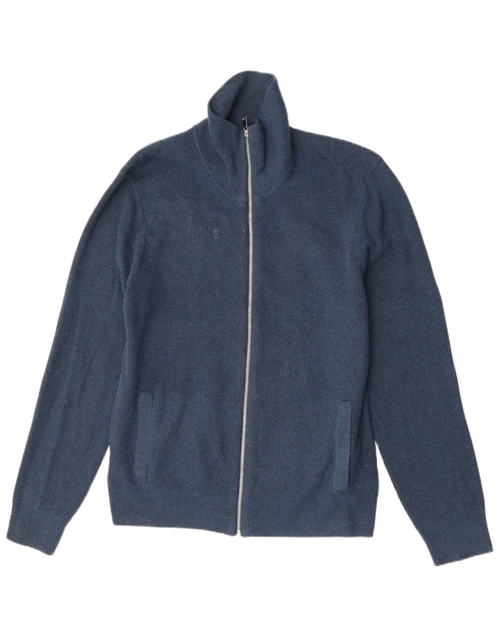 Marks & Spencer Mens Cardigan Sweater Large Navy Blue Polyester