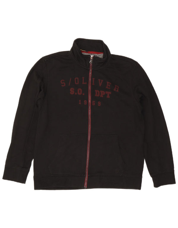 S.OLIVER Mens Graphic Tracksuit Top Jacket XL Black