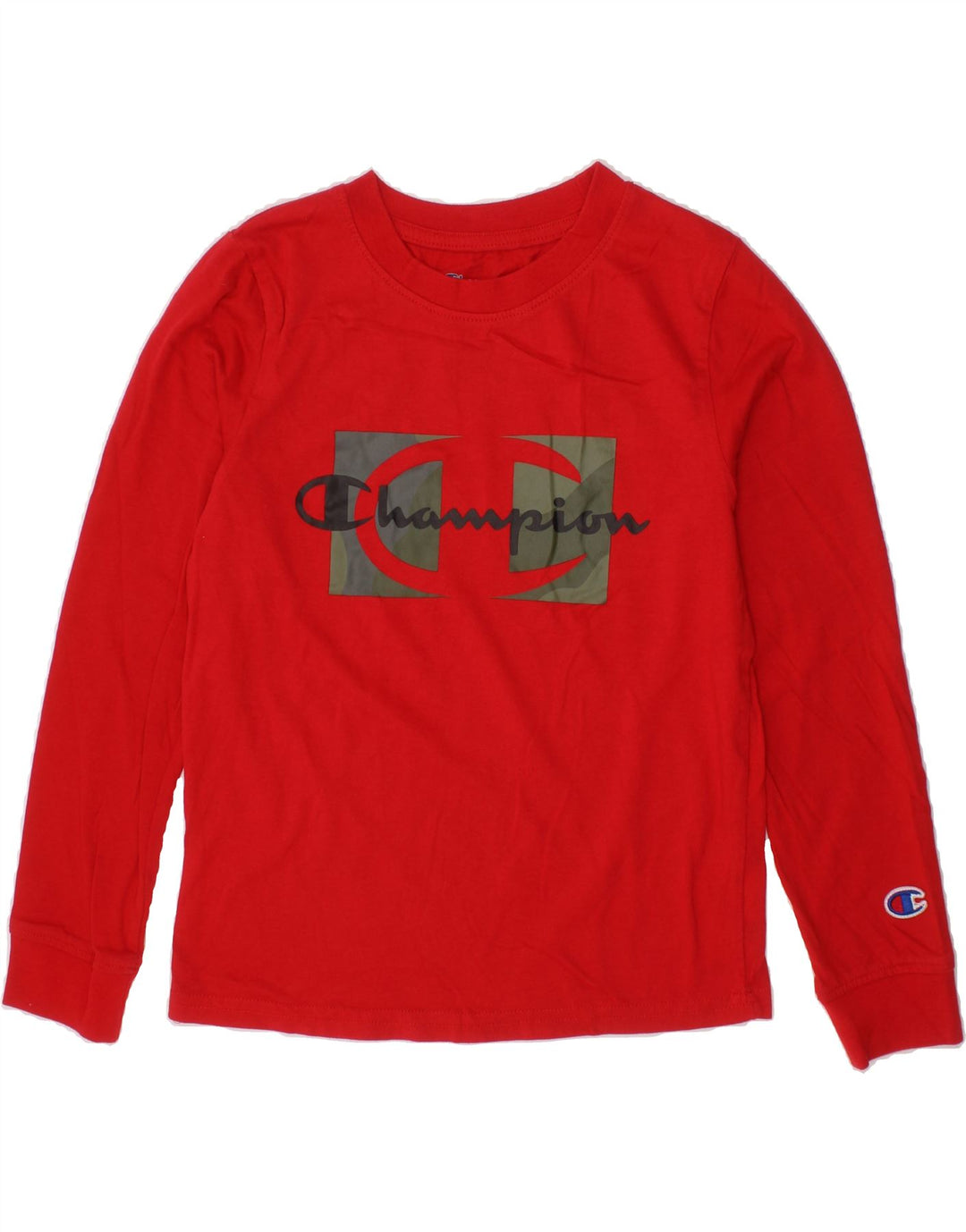 CHAMPION Boys Graphic Top Long Sleeve 6-7 Years Red Cotton Vintage Champion and Second-Hand Champion from Messina Hembry 