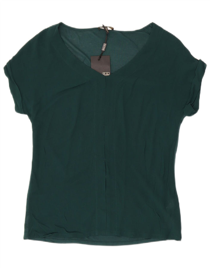 MASSIMO DUTTI Womens Blouse Top UK 14 Medium Green Rayon