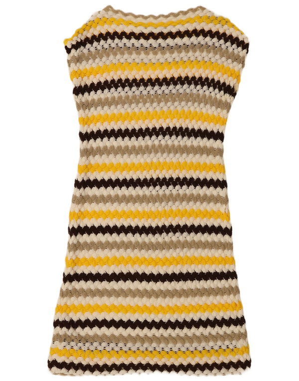 Vintage Womens Sleeveless Sheath Dress UK 16 Large Multicoloured Striped