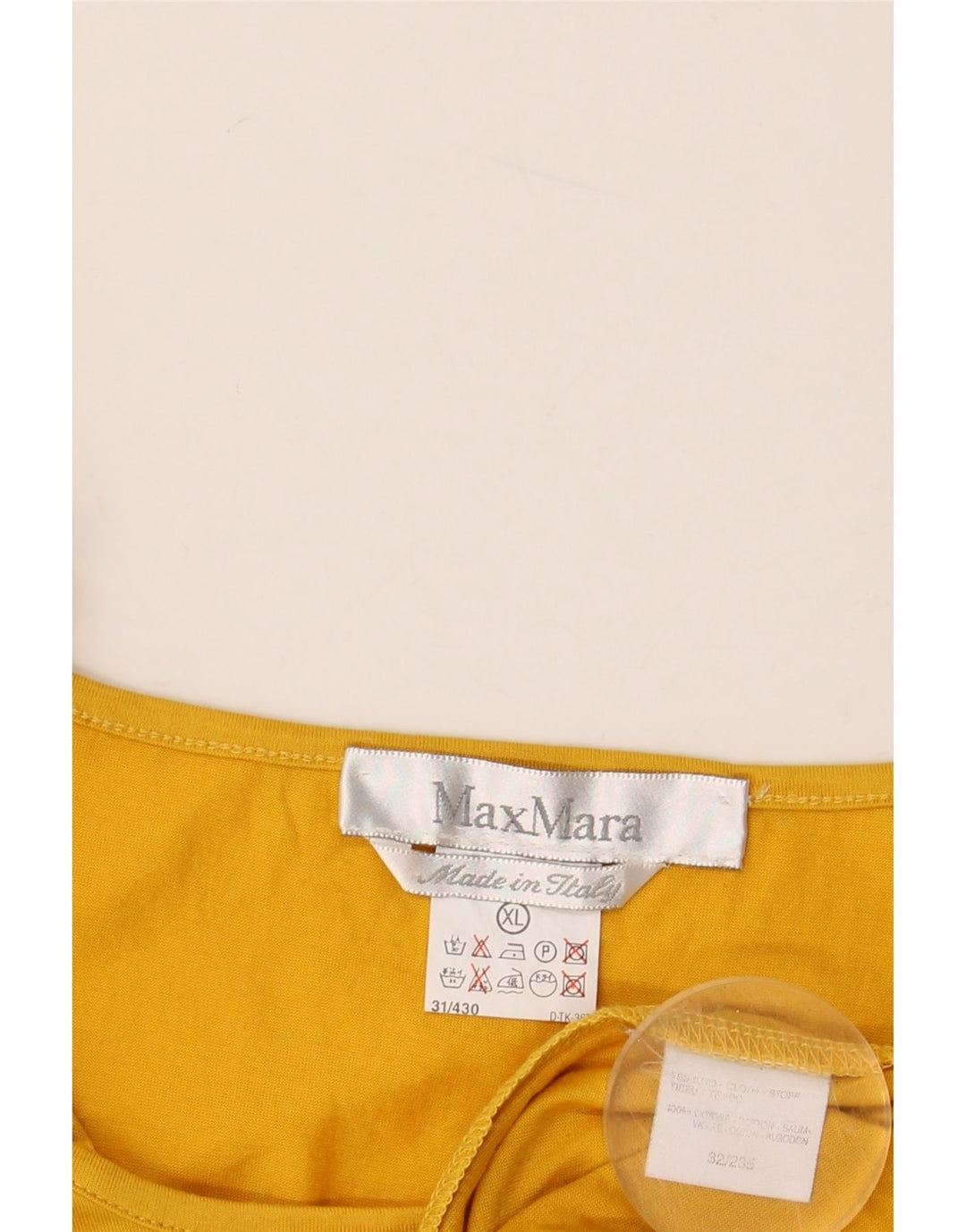 MAX MARA Womens Vest Top UK 18 XL Yellow Cotton