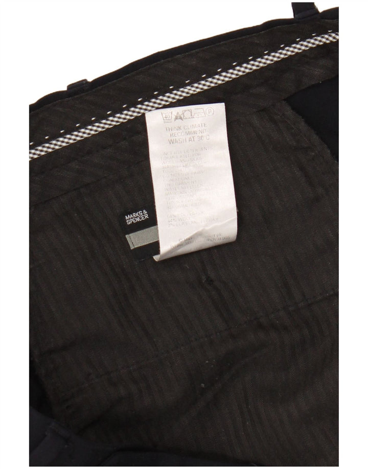 Marks & Spencer Mens Pegged Suit Trousers W36 L33 Navy Blue Polyester