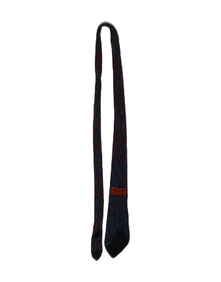 MISSONI Mens Abstract Pattern Tie One Size Blue Silk Vintage Missoni and Second-Hand Missoni from Messina Hembry 