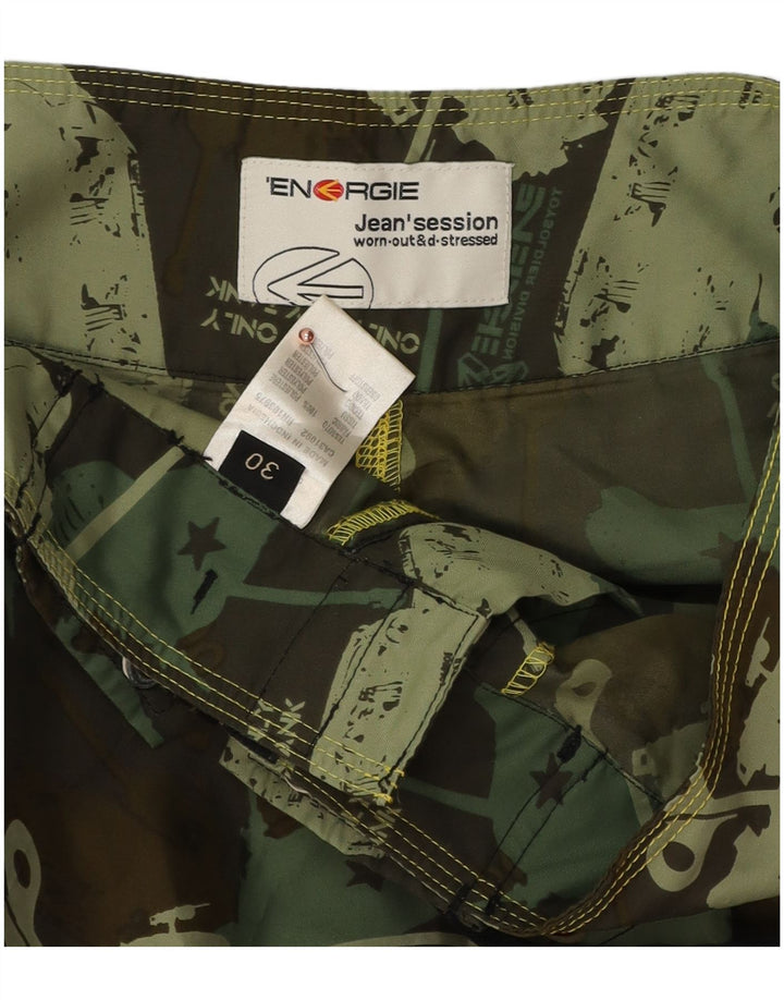 Energie Mens Graphic Swimming Shorts Medium  Khaki Polyester