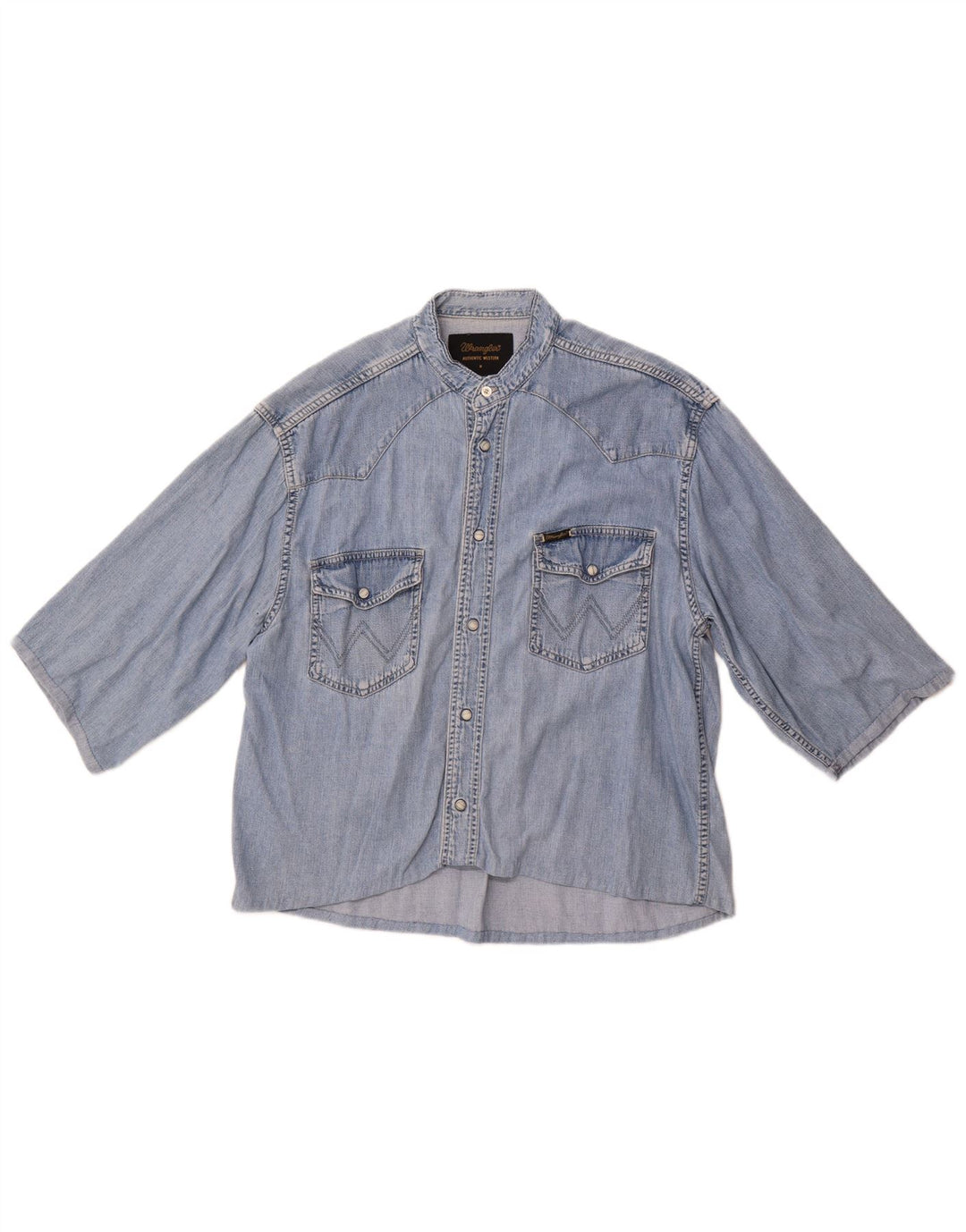 Wrangler Mens Short Sleeve Denim Shirt Medium Blue