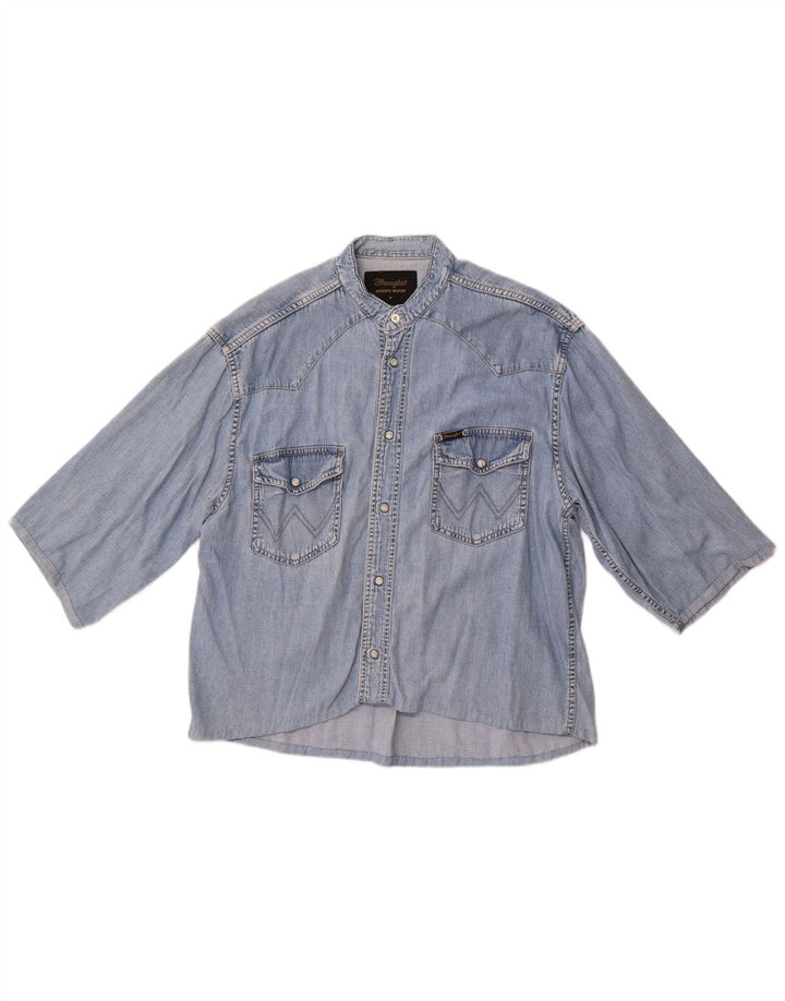 Wrangler Mens Short Sleeve Denim Shirt Medium Blue