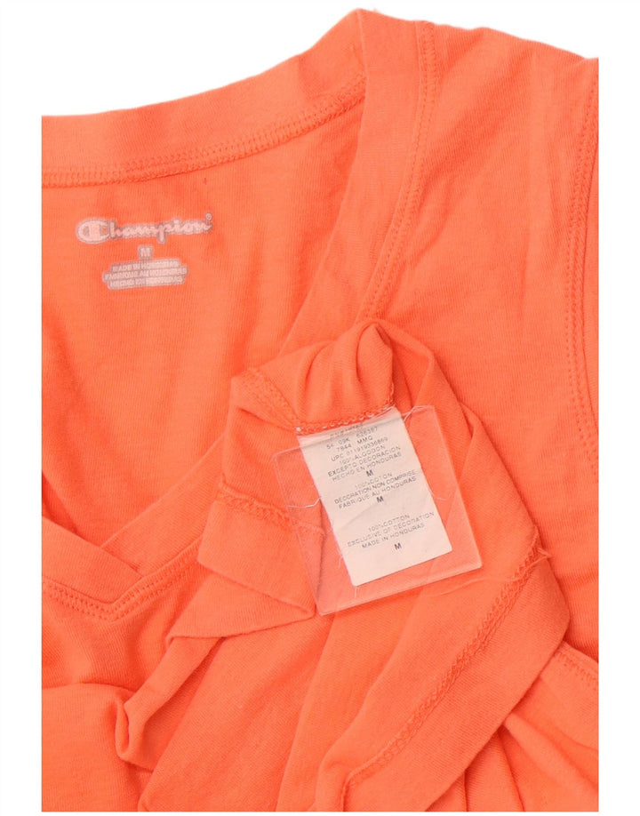 CHAMPION Womens Vest Top UK 14 Medium Orange Cotton