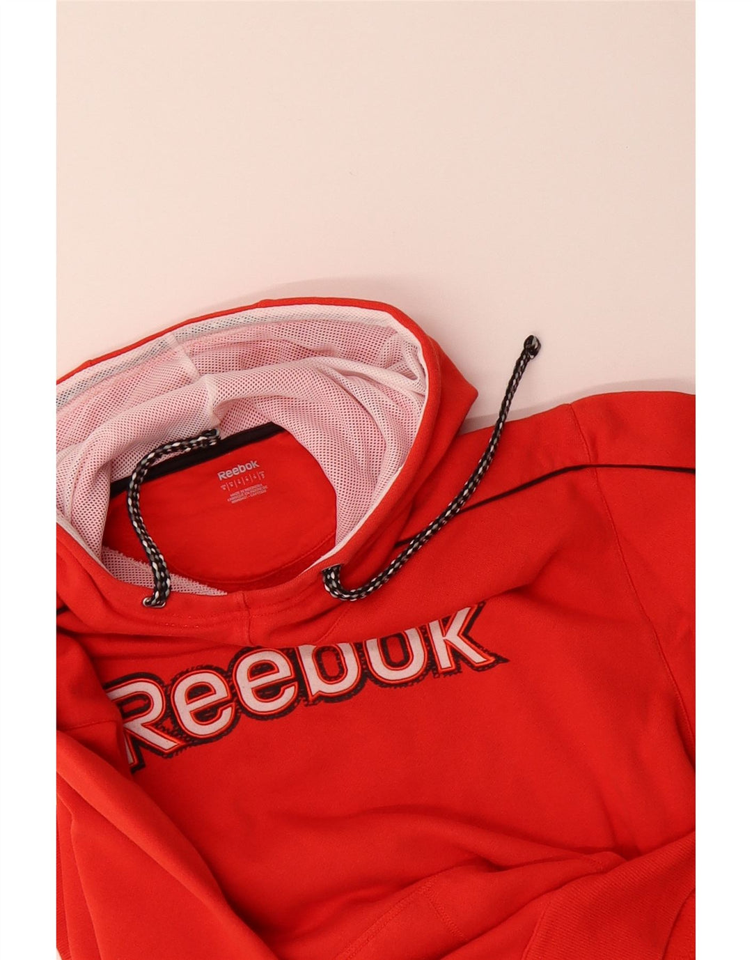 REEBOK Mens Graphic Hoodie Jumper Small Orange Vintage Reebok and Second-Hand Reebok from Messina Hembry 