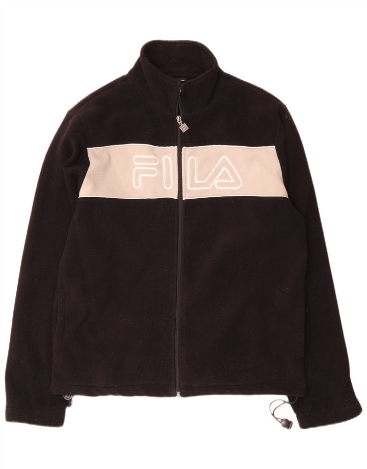 Fila Mens Graphic Fleece Jacket UK 38 Medium Black Colourblock