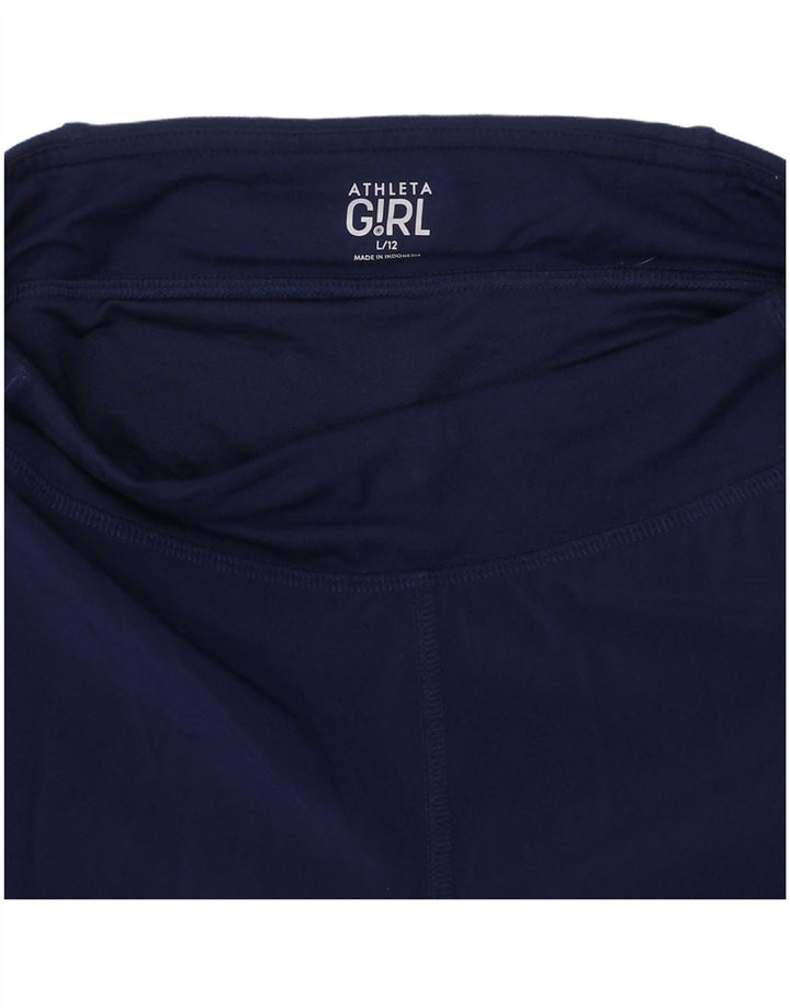 ATHLETA Girls Sport Shorts 11-12 Years Large Navy Blue Polyester