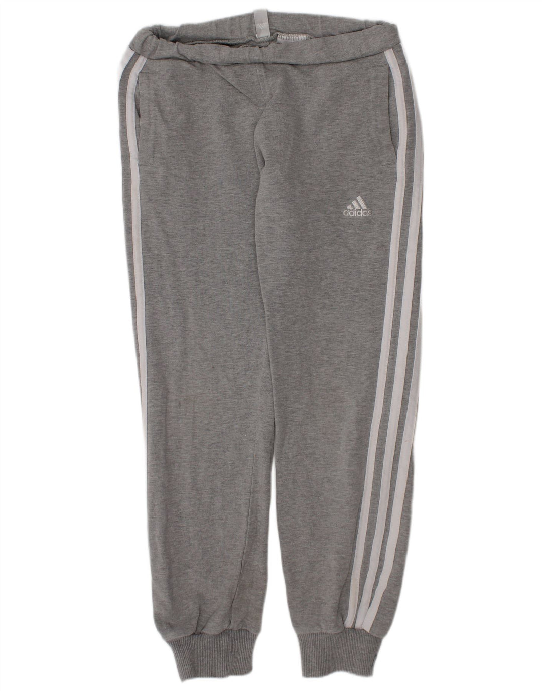 Adidas Girls Tracksuit Trousers Joggers 7-8 Years Grey Cotton
