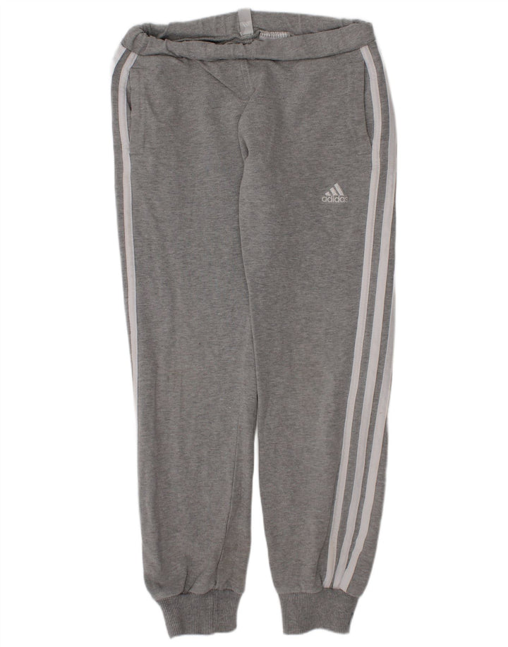 Adidas Girls Tracksuit Trousers Joggers 7-8 Years Grey Cotton
