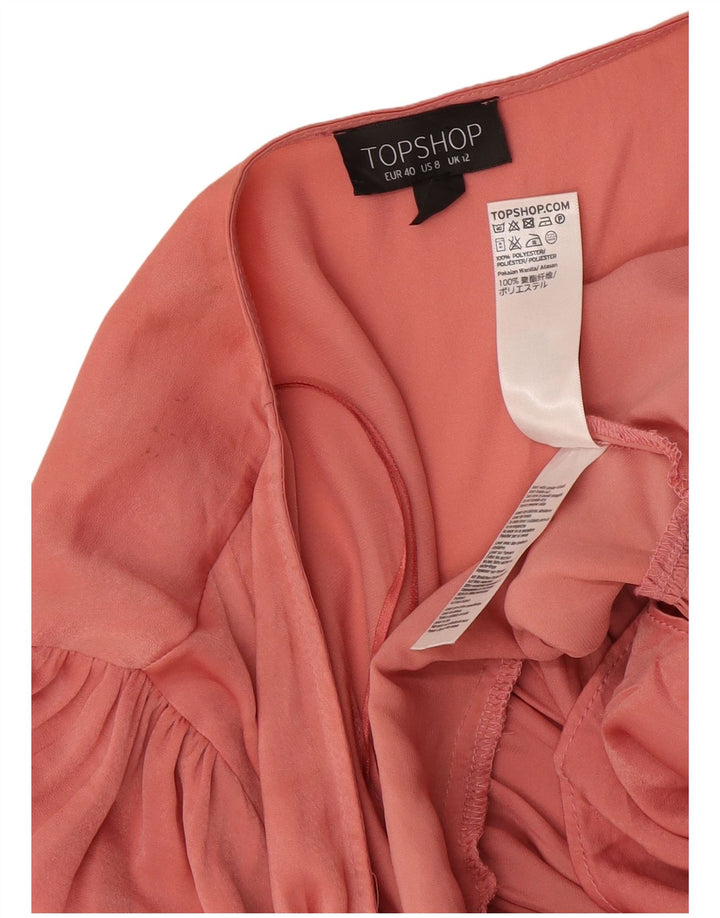 Topshop Womens Wrap Shirt Blouse UK 12 Medium Pink Polyester