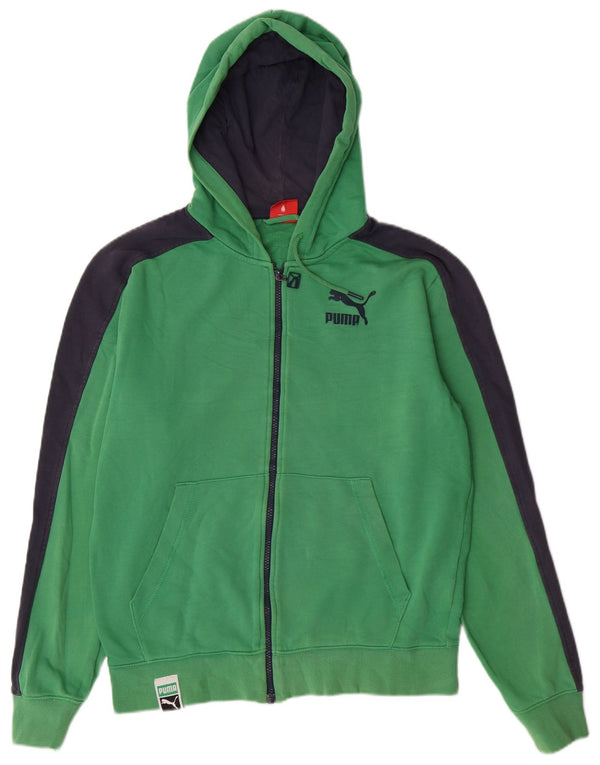 Puma Mens Zip Hoodie Sweater Medium Green Colourblock