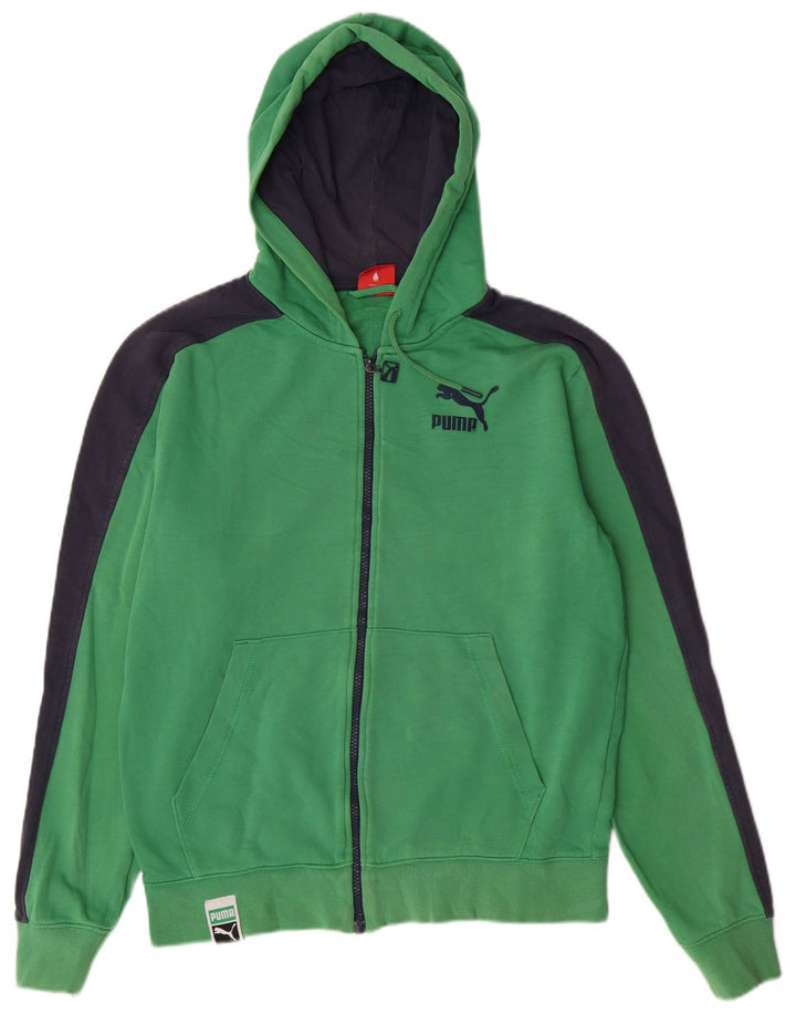 Puma Mens Zip Hoodie Sweater Medium Green Colourblock