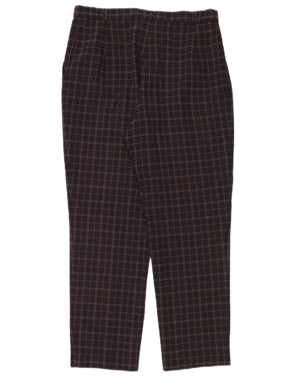 Marks & Spencer Womens Chino Trousers UK 14 Large W32 L28 Navy Blue Check