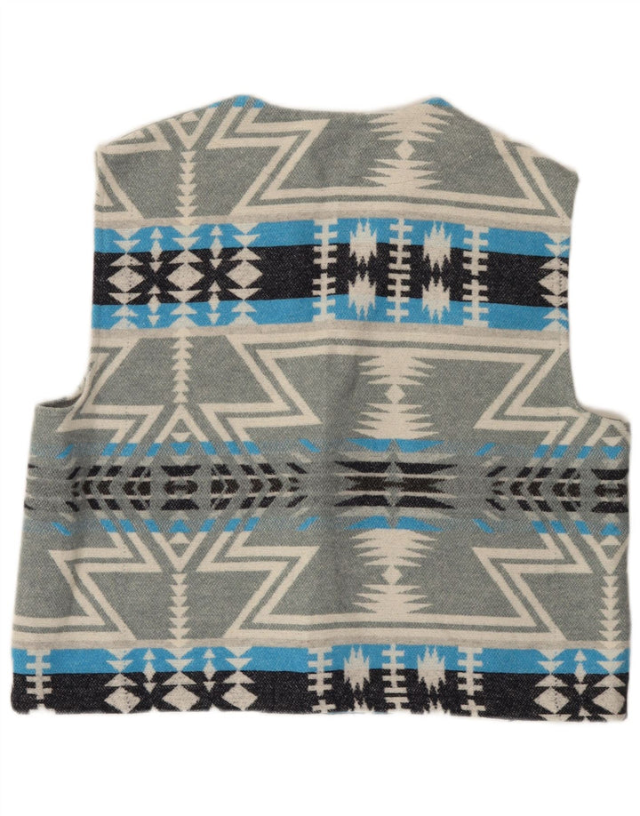 Vintage Mens Waistcoat XL Grey Fair Isle