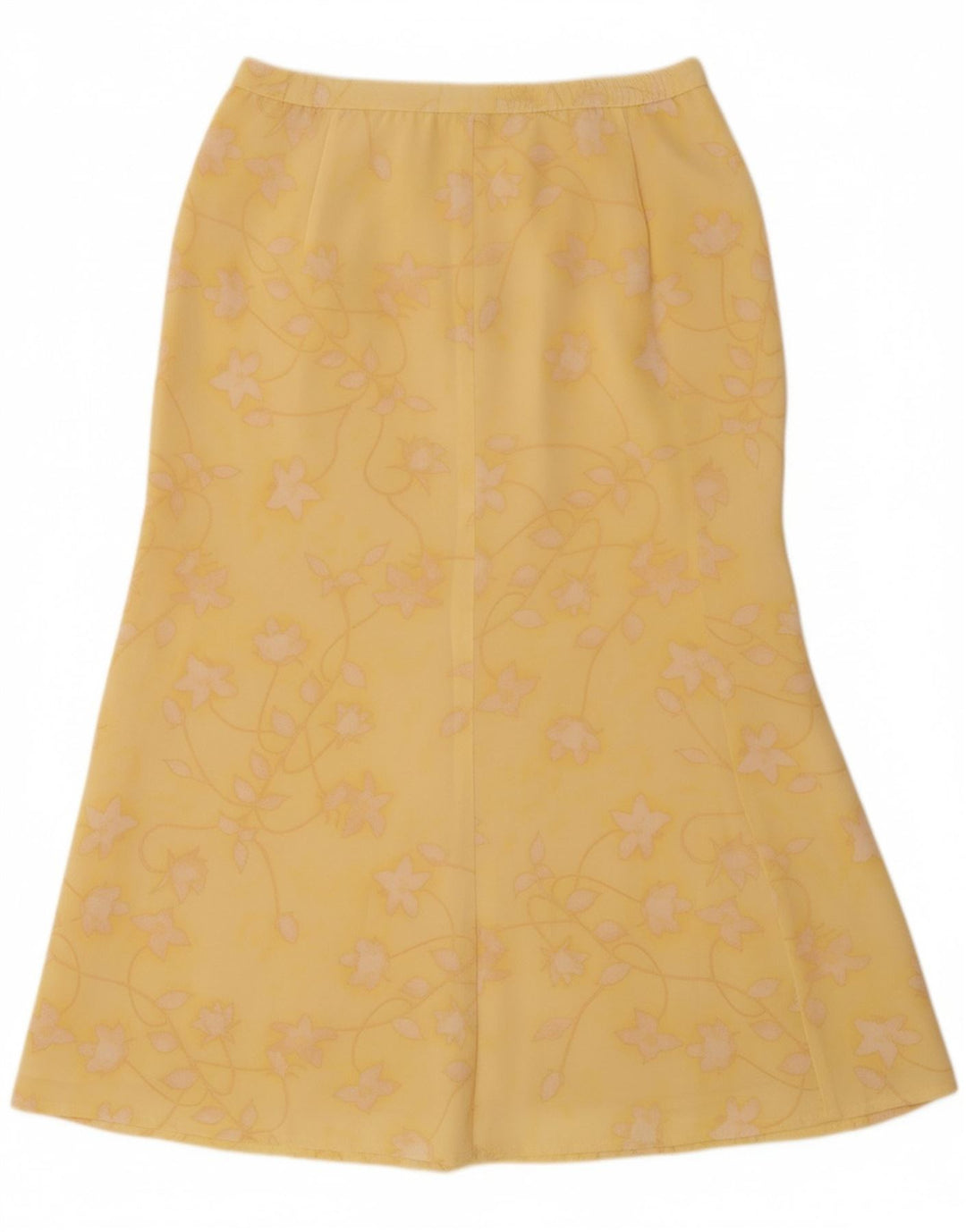 JACQUES VERT Womens A-Line Skirt UK 12 Medium W30  Yellow Floral Polyester