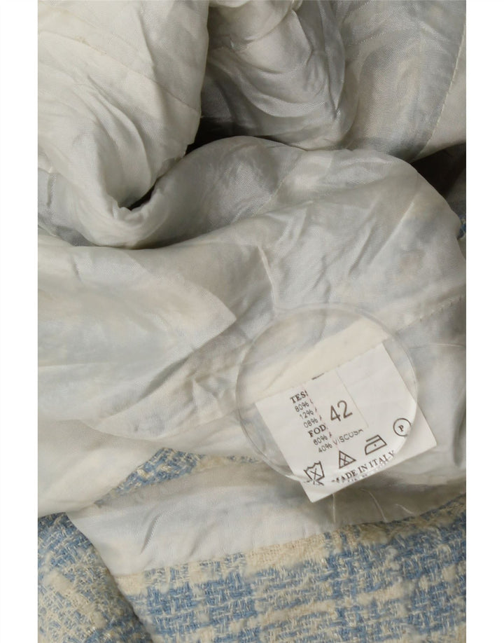 Vintage Womens 3 Button Blazer Jacket IT 42 Medium Blue Check Cotton