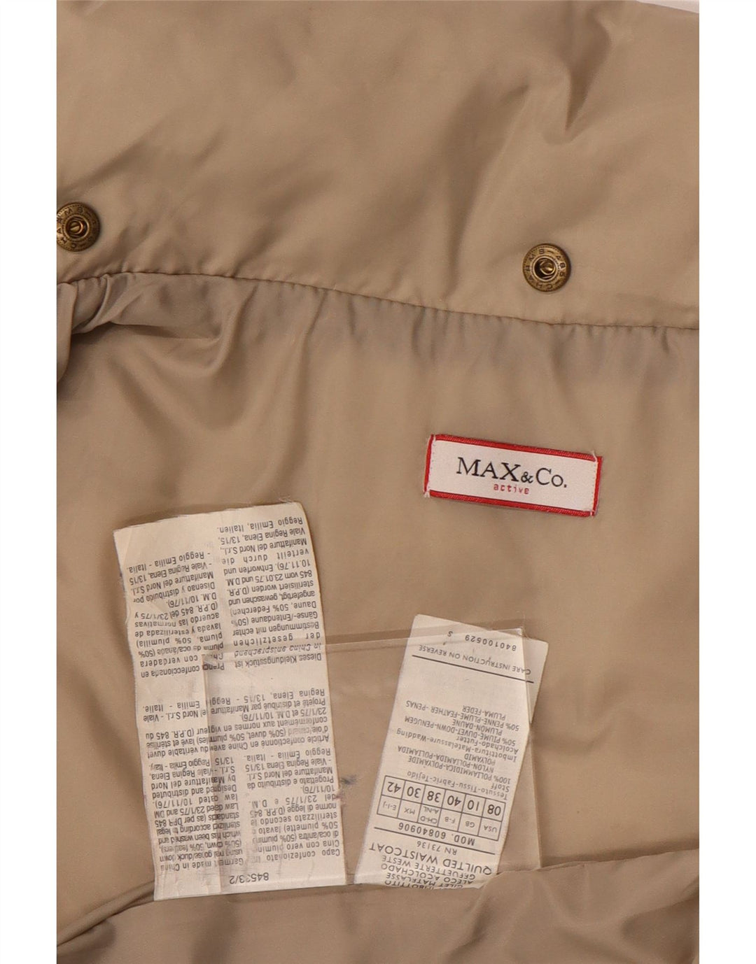 MAX & CO. Womens Padded Gilet UK 10 Small Beige Nylon