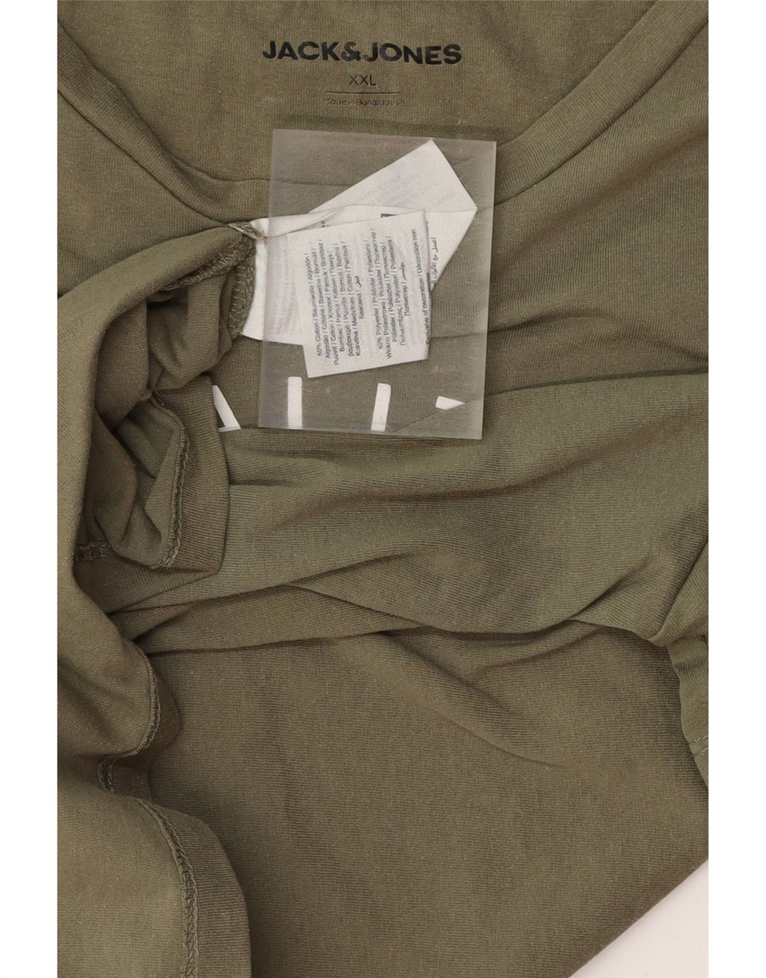 JACK & JONES Mens Graphic T-Shirt Top 2XL Khaki Cotton