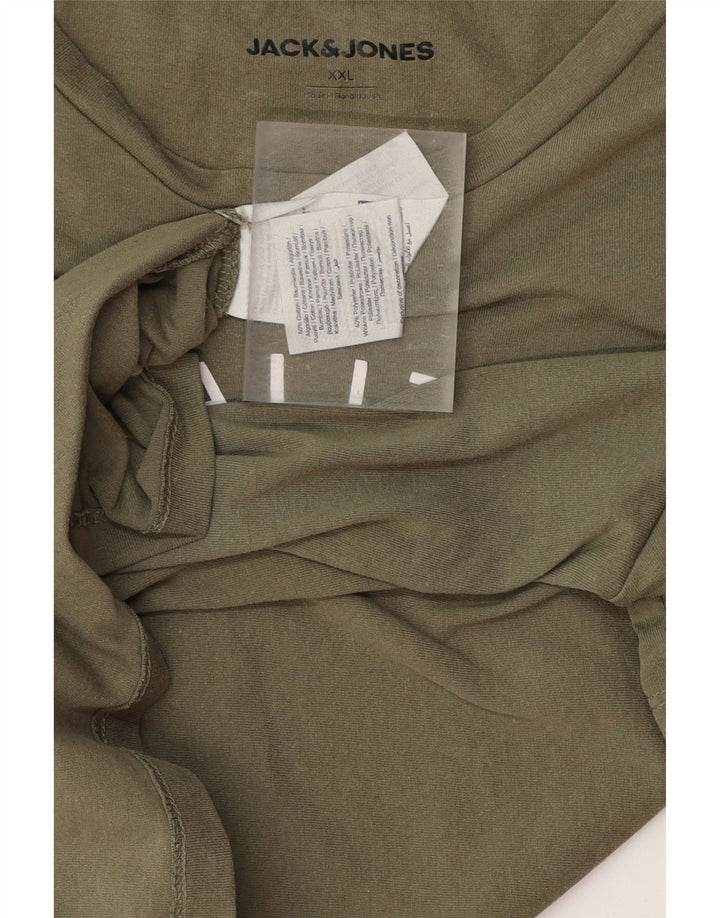 JACK & JONES Mens Graphic T-Shirt Top 2XL Khaki Cotton