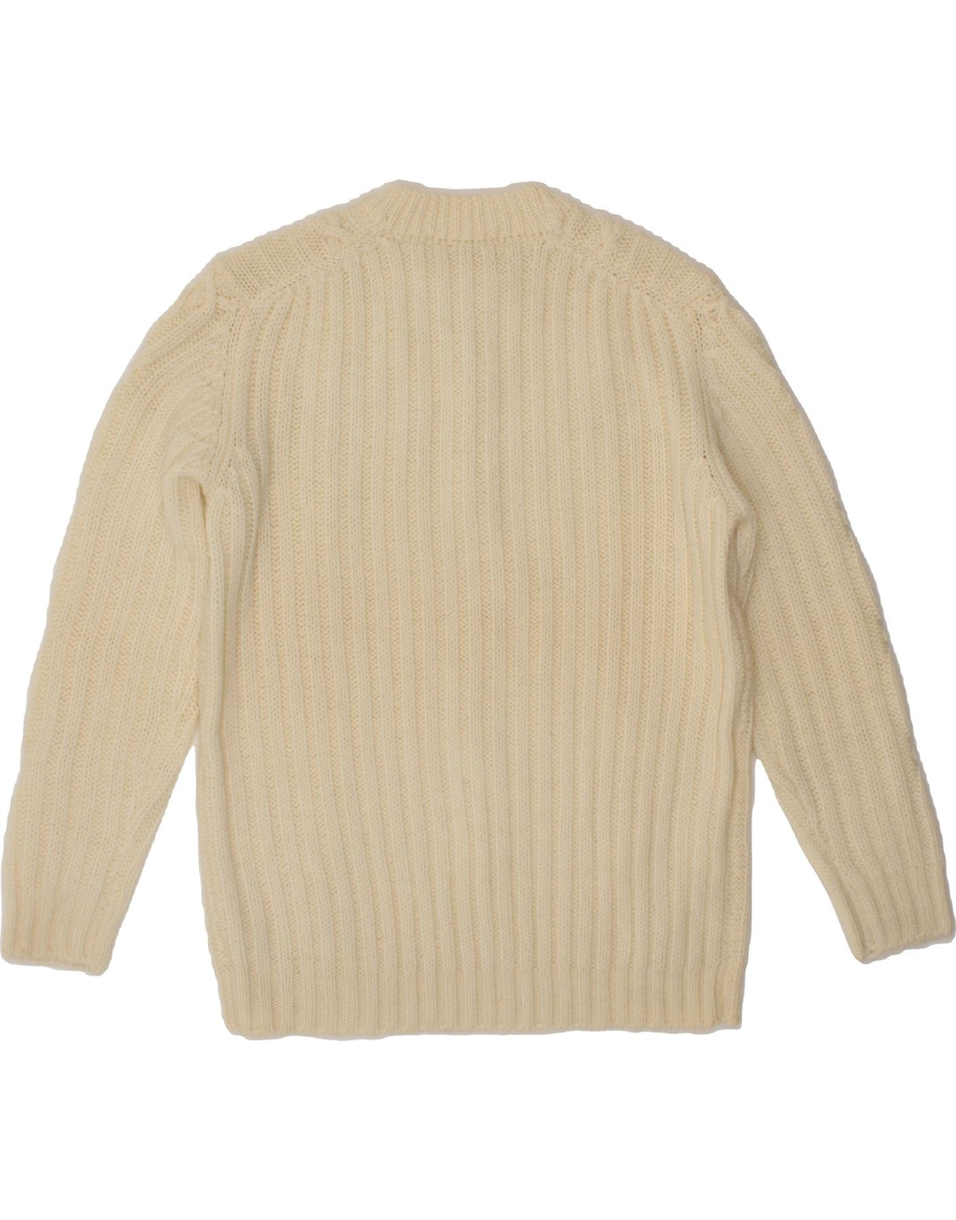 VINTAGE Womens Crew Neck Jumper Sweater IT 44 Medium Off White Wool Vintage Vintage and Second-Hand Vintage from Messina Hembry 