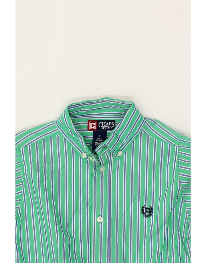 CHAPS Boys Shirt 6-7 Years Green Striped Cotton Vintage Chaps and Second-Hand Chaps from Messina Hembry 