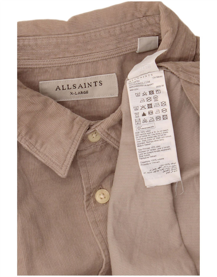 ALL SAINTS Mens Corduroy Shirt XL Beige Cotton