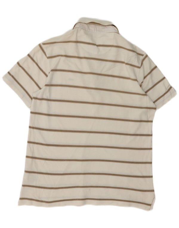 Geox Mens Respira Regular Fit Polo Shirt Medium White Striped Cotton