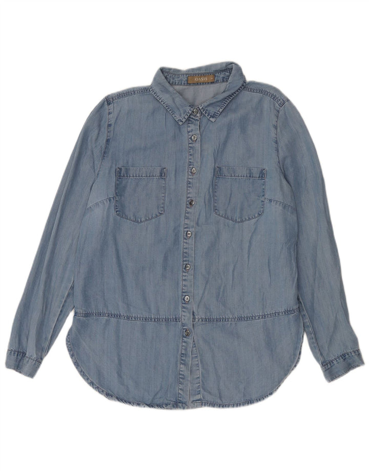 OASIS Womens Denim Shirt UK 14 Large Blue Lyocell