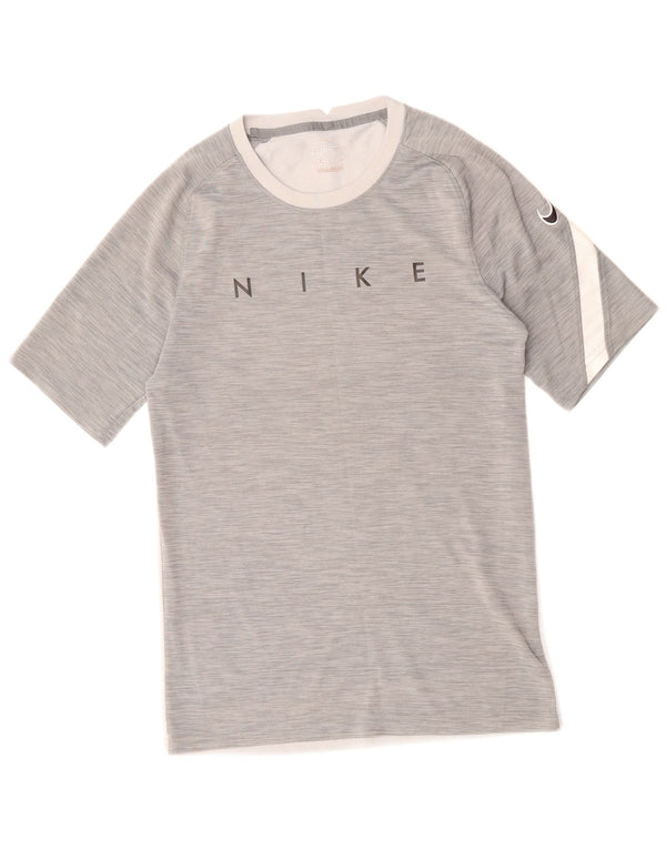 NIKE Mens Dri Fit Graphic T-Shirt Top Small Grey Colourblock Polyester