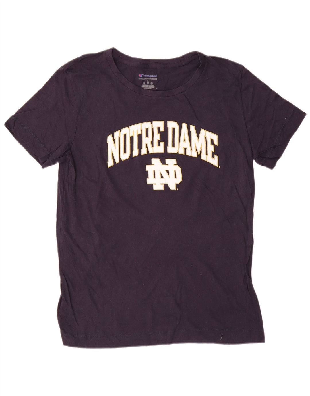 Champion Womens Notre Dame Graphic T-Shirt Top UK 16 Large Navy Blue Cotton