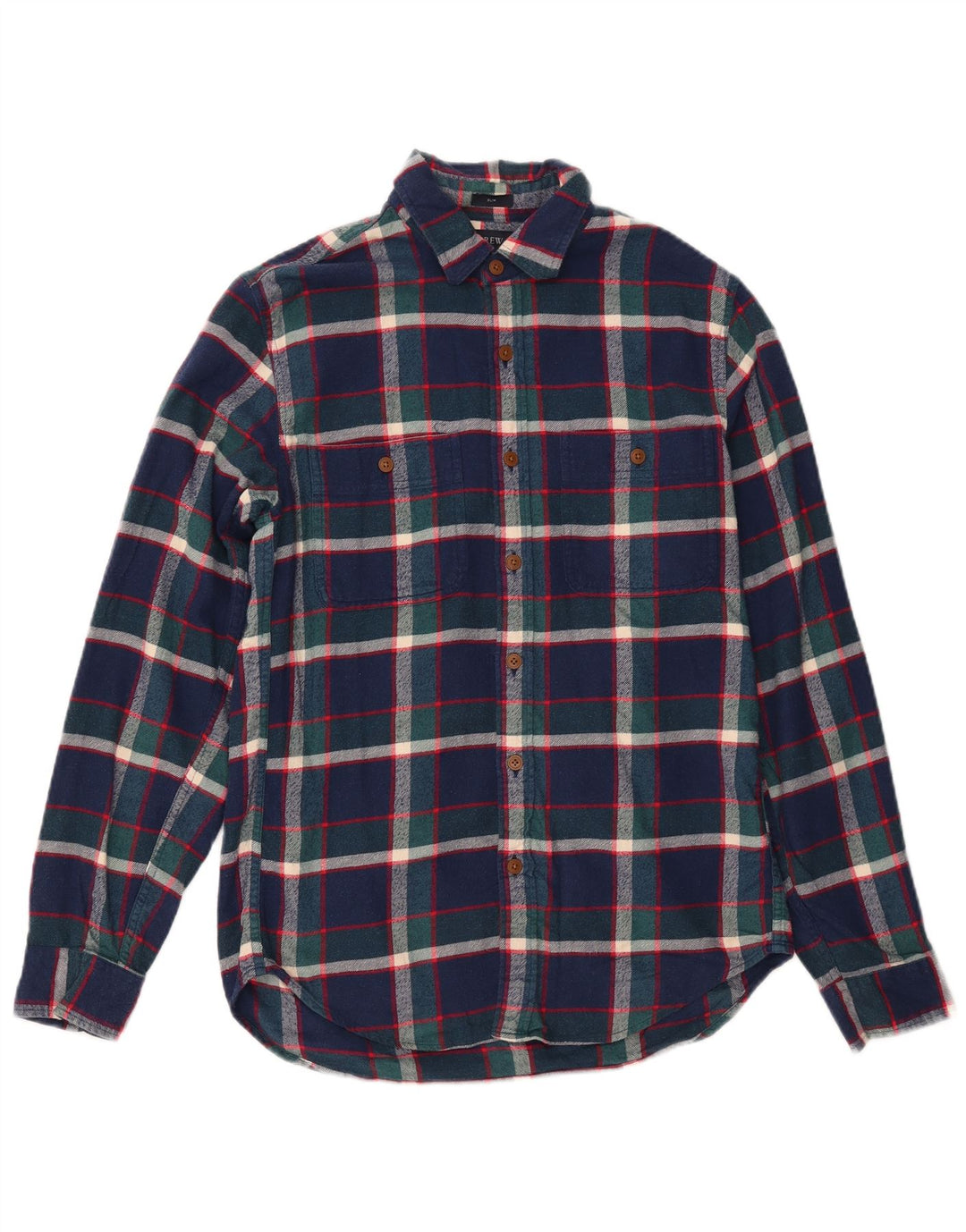 J. CREW Mens Slim Flannel Shirt Small Navy Blue Check Cotton
