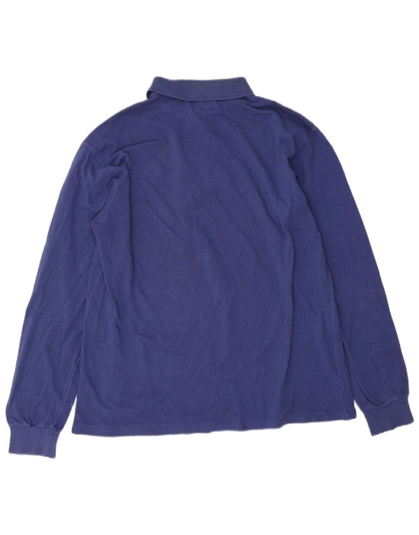 Lacoste Mens Long Sleeve Polo Shirt Size 6 XL Blue Cotton