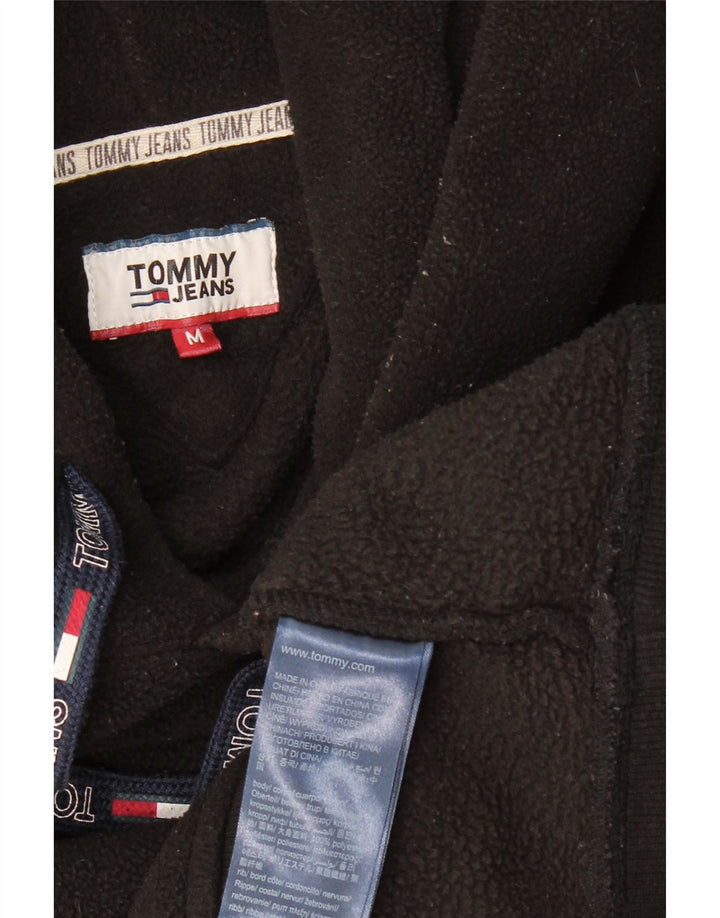 TOMMY HILFIGER Mens Hooded Fleece Jumper Medium Black Polyester