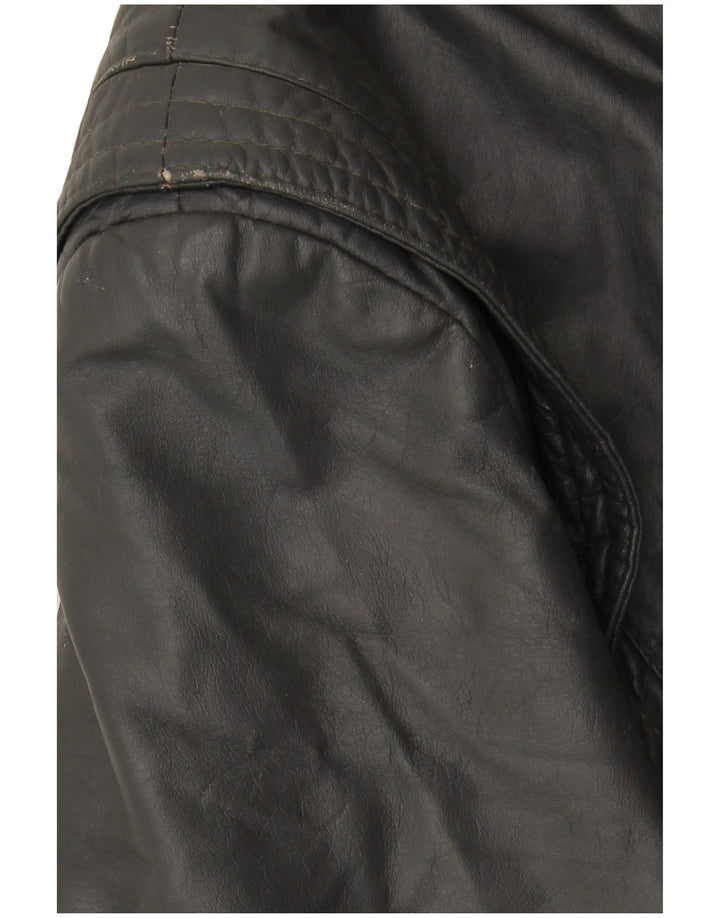 VINTAGE Mens Leather Jacket UK 40 Large Grey Leather